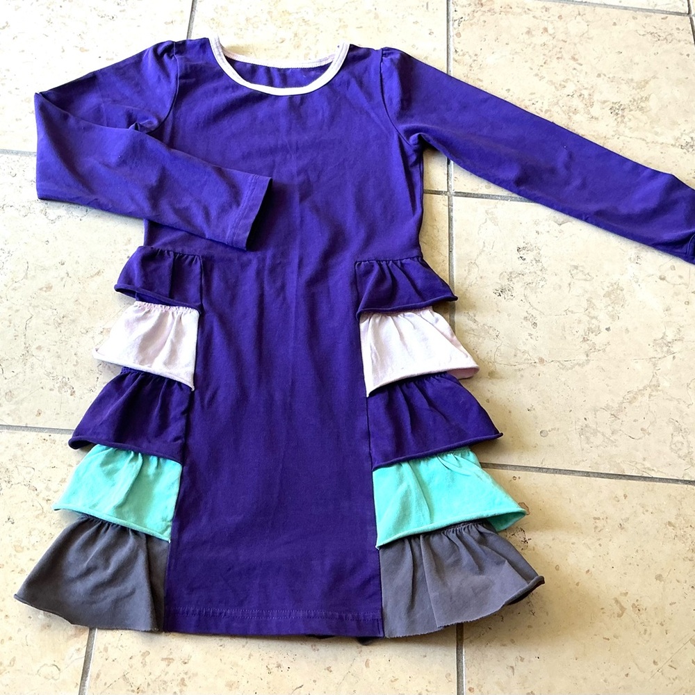 NWOT Peekaboo Beans Colorful Layered Long Sleeve Dress size 6 y